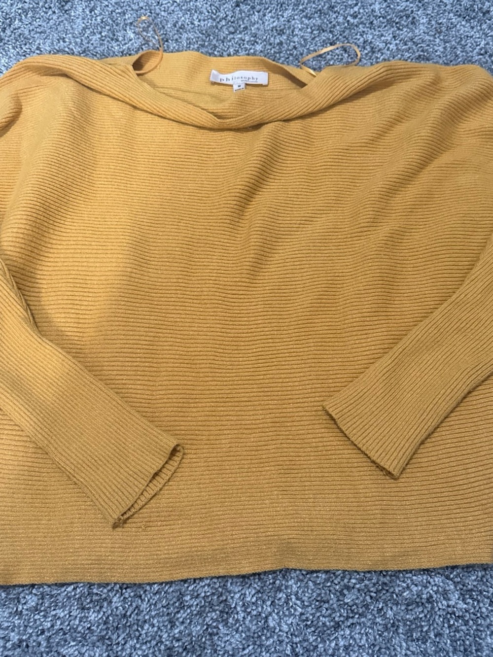 Philosophy Mustard Ribbed Boatneck Sweater